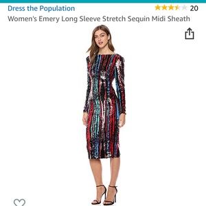 Dress The Population Long Sleeved Sequin Dress